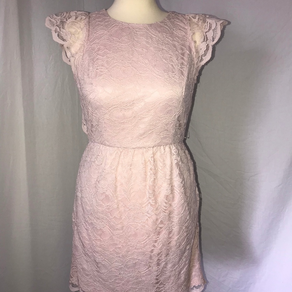 BCBG Generation Pink Rose Lace Dress open back - Picture 1 of 8